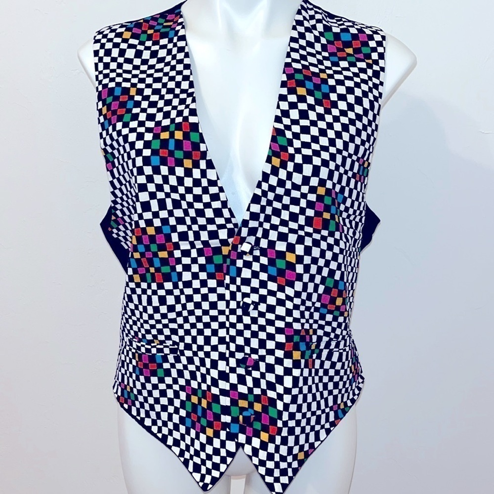 Brandon Michael Vest Medium Multicolored Optical Illusion USA Made